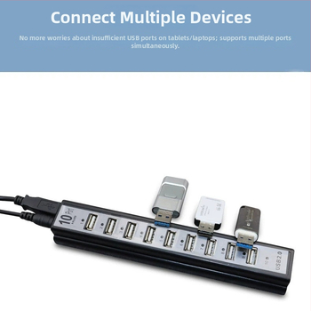 10-portový USB Hub s externým napájaním, USB 2.0