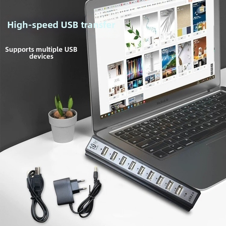 10-portový USB Hub s externým napájaním, USB 2.0