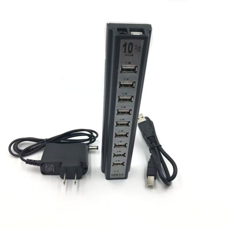 USB HUB με 10 θύρες, εξωτερική τροφοδοσία, USB 2.0