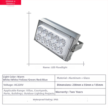 LED projekčné svetlo 36W vonkajšie nástenné reflektorové svetlo s úzkym lúčom, hliníkové telo, IP65