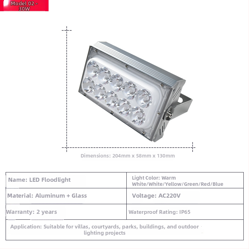LED projekčné svetlo 36W vonkajšie nástenné reflektorové svetlo s úzkym lúčom, hliníkové telo, IP65