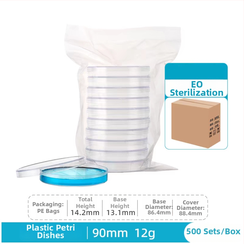 Jednorazová plastová Petriho miska, priemer 60 mm, sterilizovaná epoxidom, okrúhla, 500 kusov v krabici