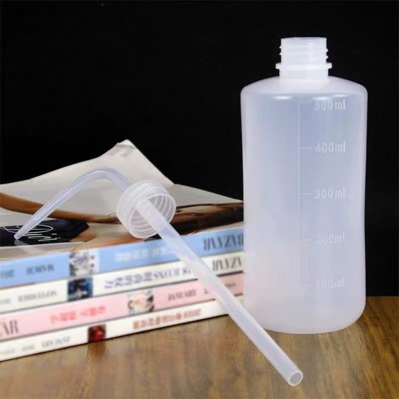 Sticlă de spălare albă, cu gură curbată, pentru unelte de makeup semi-permanent, 250/500 ml