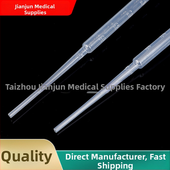 Plastová Pasteurova pipeta s odmerkami, jednorazová, 1 ml, 2 ml, 3 ml, 5 ml – 100 ks v balení