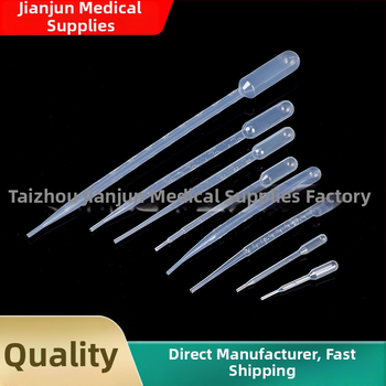 Plastová Pasteurova pipeta s odmerkami, jednorazová, 1 ml, 2 ml, 3 ml, 5 ml – 100 ks v balení