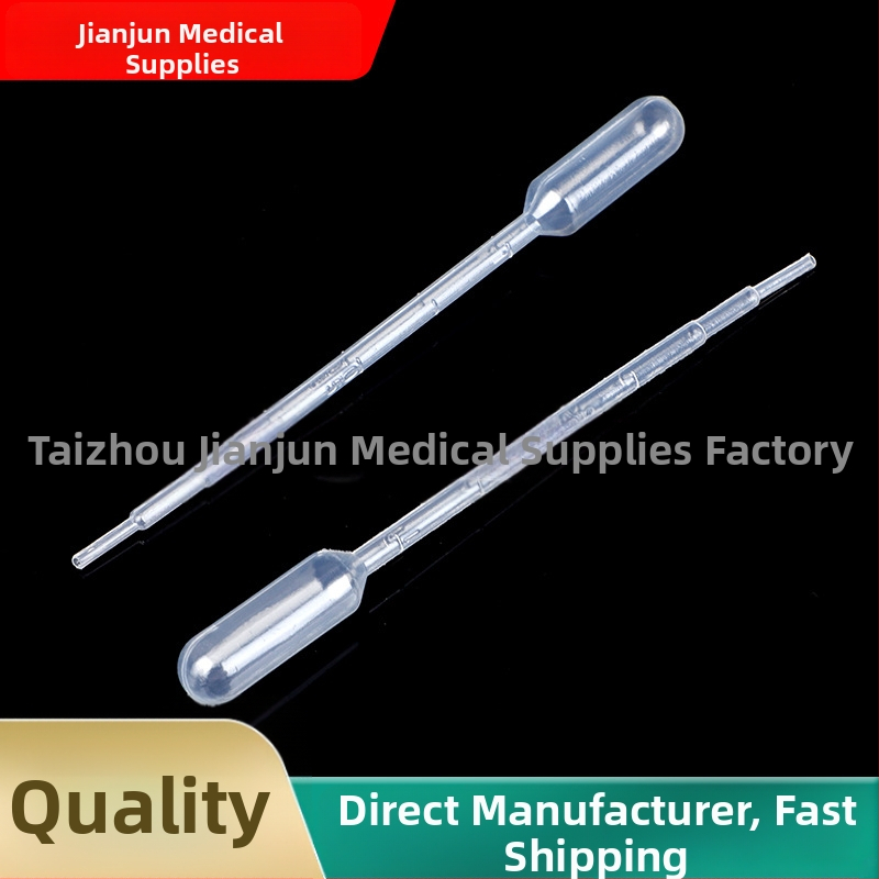Plastová Pasteurova pipeta s odmerkami, jednorazová, 1 ml, 2 ml, 3 ml, 5 ml – 100 ks v balení