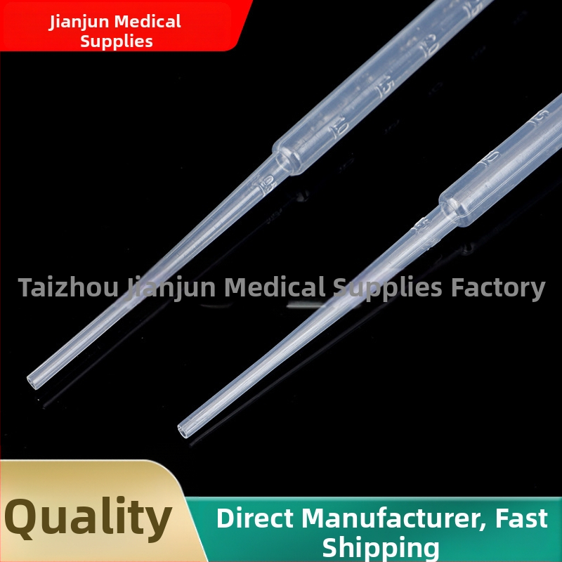 Plastová Pasteurova pipeta s odmerkami, jednorazová, 1 ml, 2 ml, 3 ml, 5 ml – 100 ks v balení