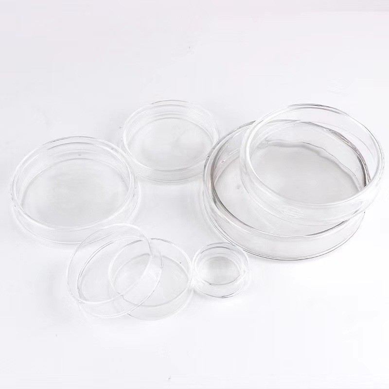Farfurie de cultură celulară din sticlă, borosilicată înaltă, plată, diametre 60/75/90/120 mm