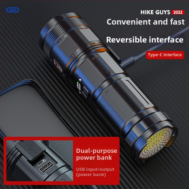 Nabíjateľná vonkajšia baterka P90 USB s dlhým dosahom, multifunkčným zoomom a vysokovýkonným svetlometom