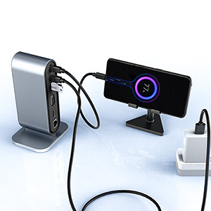 12-σε-1 USB-C σταθμός σύνδεσης με Thunderbolt 3, 4K60Hz διπλή οθόνη, σώμα από κράμα αλουμινίου, OEM παραμετροποίηση