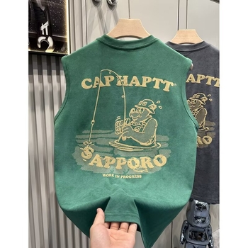 Ανδρικό φαρδύ βαμβακερό χωρίς μανίκια τοπ για καλοκαίρι – χαλαρή καθημερινή αθλητική φανέλα