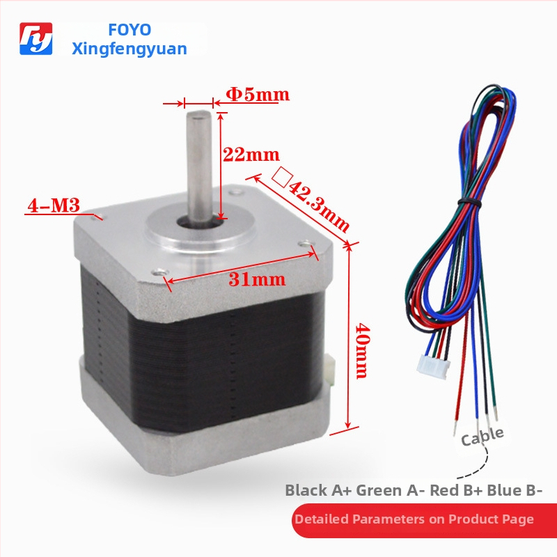 42-krokový motor s krútiacim momentom 0,4 N·m, 24V mikromotor pre 3D tlač, dávkovanie a gravírovanie