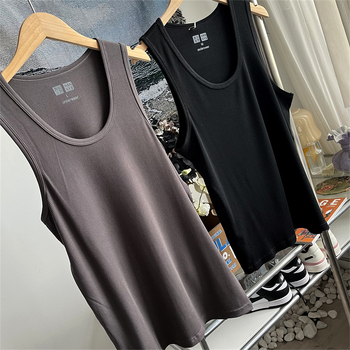 Ανδρικό καλοκαιρινό αθλητικό T‑shirt χωρίς μανίκια με λαιμό σε σχήμα U, ριβ ύφασμα και ελαστικότητα τεσσάρων κατευθύνσεων