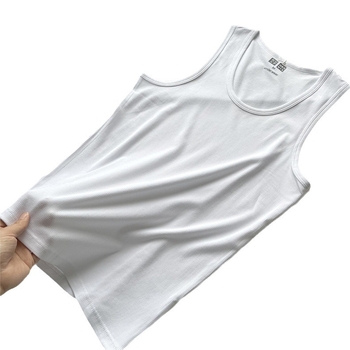 Ανδρικό καλοκαιρινό αθλητικό T‑shirt χωρίς μανίκια με λαιμό σε σχήμα U, ριβ ύφασμα και ελαστικότητα τεσσάρων κατευθύνσεων