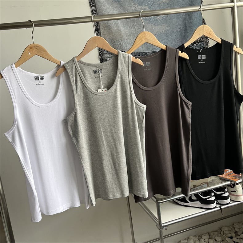 Ανδρικό καλοκαιρινό αθλητικό T‑shirt χωρίς μανίκια με λαιμό σε σχήμα U, ριβ ύφασμα και ελαστικότητα τεσσάρων κατευθύνσεων