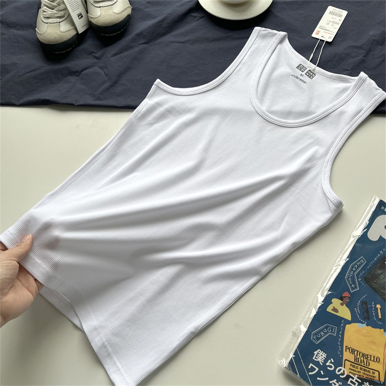 Ανδρικό καλοκαιρινό αθλητικό T‑shirt χωρίς μανίκια με λαιμό σε σχήμα U, ριβ ύφασμα και ελαστικότητα τεσσάρων κατευθύνσεων