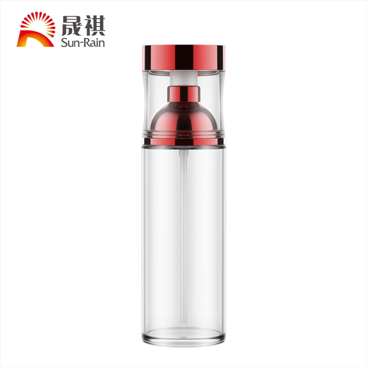 PET fľaša na pleťové mlieko s veľkým objemom, kozmetická nádoba na krém, 100 ml / 115 ml / 140 ml, červený uzáver, perleťovo biela
