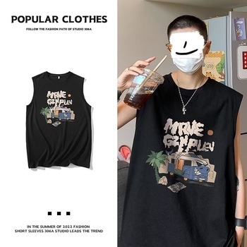 Αμάνικο γιλέκο από ice silk, στυλ Hong Kong, χαλαρό oversized, unisex για καλοκαίρι