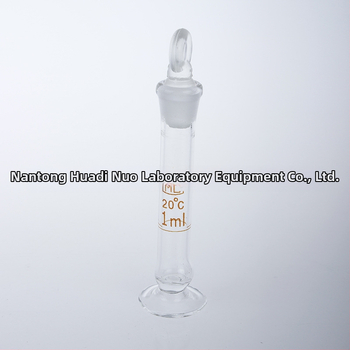 Priehľadná sklenená mikroodmerná banka s dnom, 1 ml, 2 ml, 5 ml a 10 ml