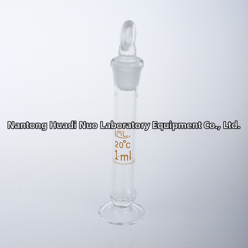 Priehľadná sklenená mikroodmerná banka s dnom, 1 ml, 2 ml, 5 ml a 10 ml