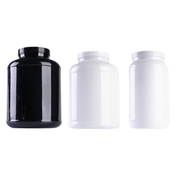 Recipient plastic personalizat de 5L pentru pudră proteică din zer, gură largă