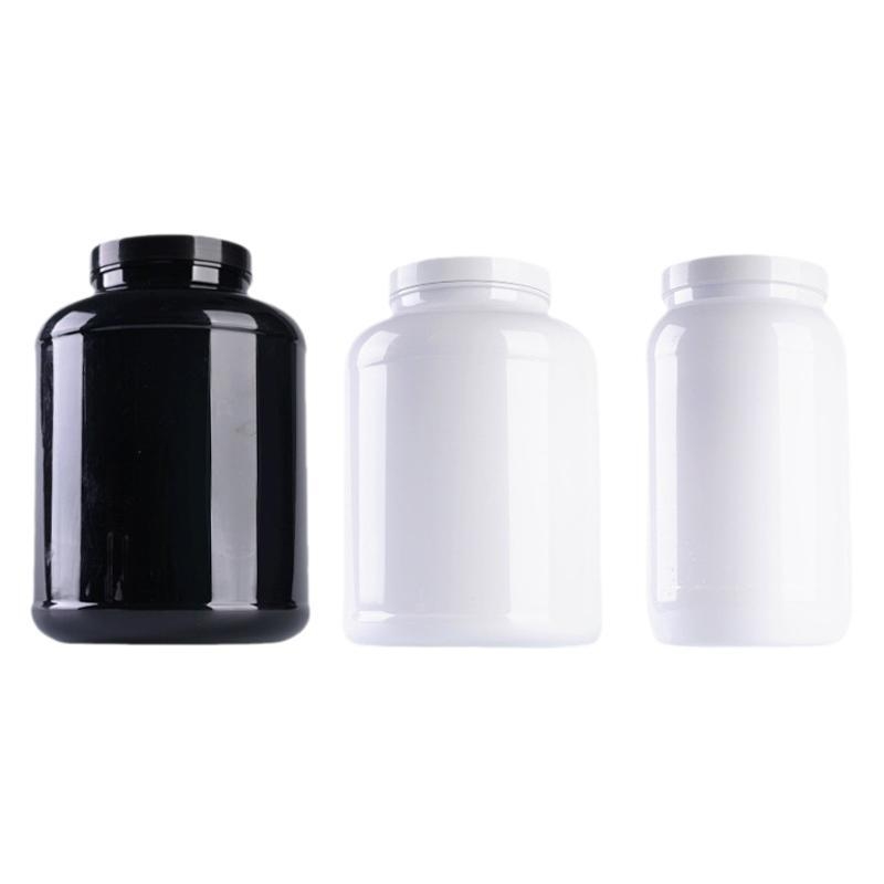 Recipient plastic personalizat de 5L pentru pudră proteică din zer, gură largă