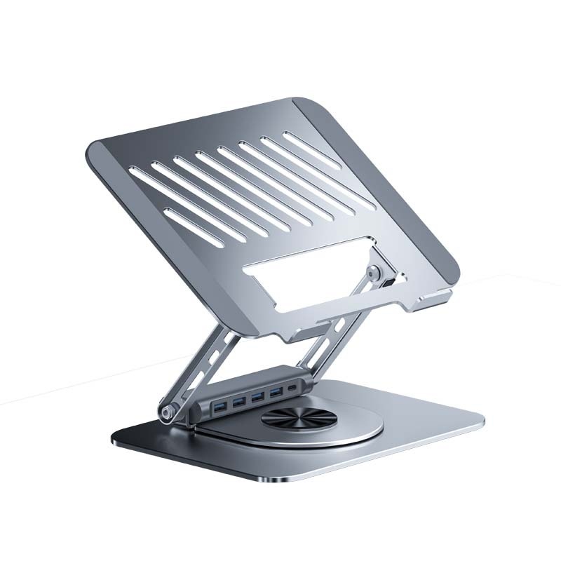 Βάση φορητού με περιστροφή 360°, docking station, αναδιπλούμενη, ρυθμιζόμενο ύψος, ψύξη σε ανυψωμένη θέση