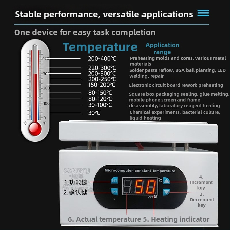 Stație de lipire cu control inteligent al temperaturii, reglabilă, placă de încălzire pentru demontarea ecranului telefonului, testare LED, presă pentru film și lipire PCB