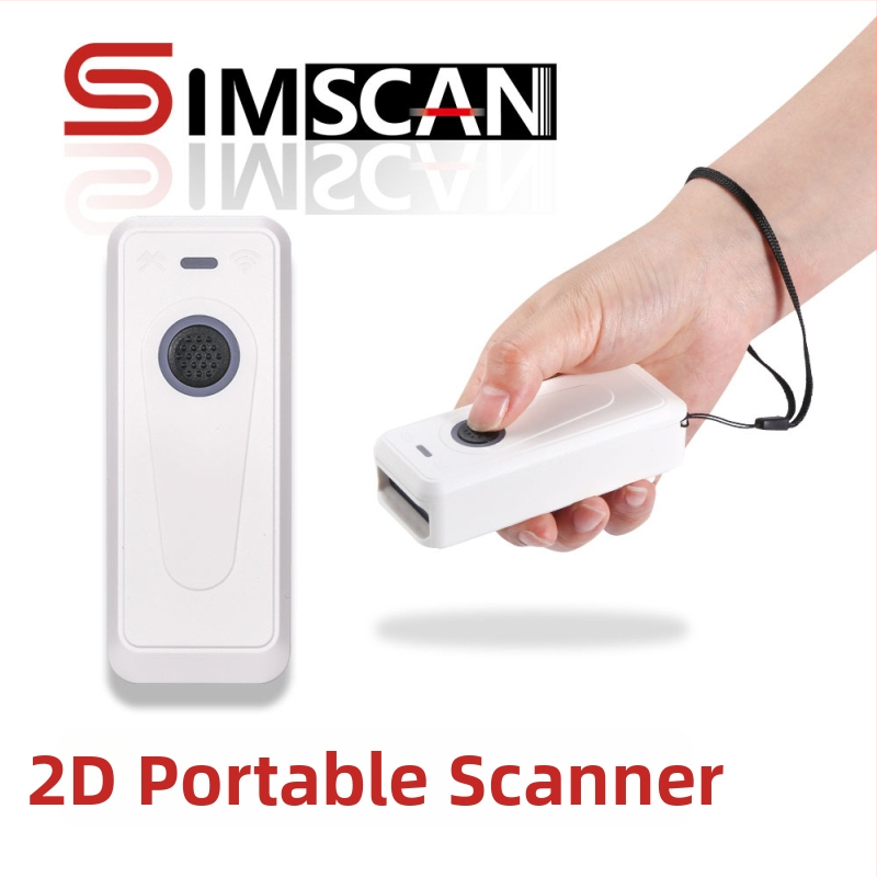 Bezdrôtový ručný skener čiarových kódov SIMSCAN 2D s rozhraním USB, čiernobiely