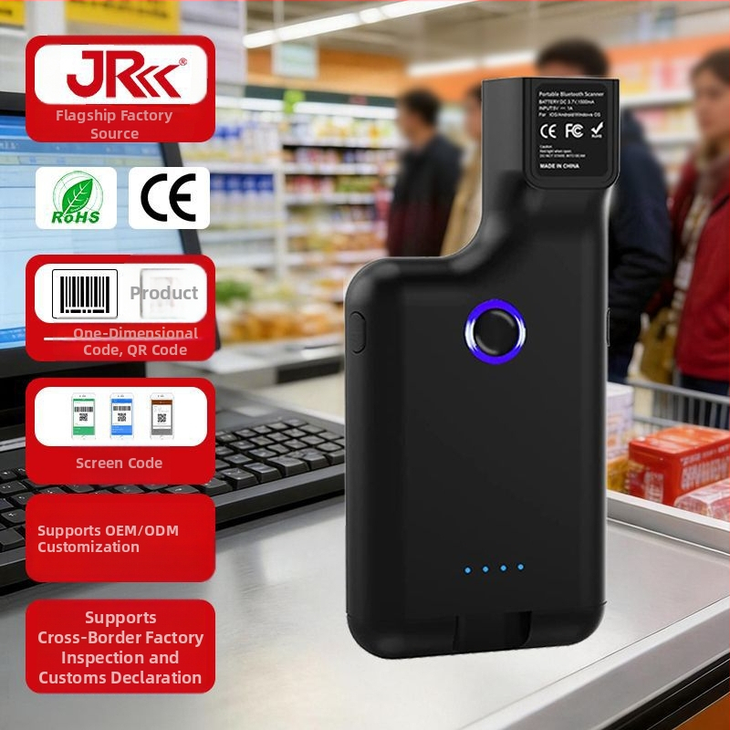 Bezdrôtový ručný skener čiarových kódov Bluetooth so zadnou sponou pre mobilné telefóny, zber údajov pre logistiku