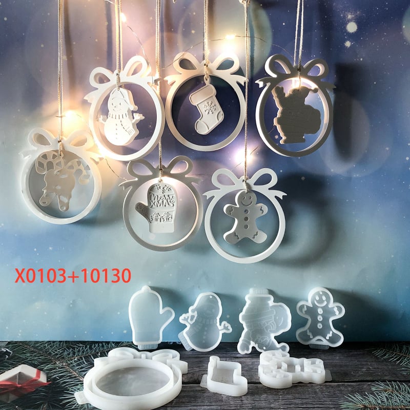 X0103+10130 Χριστουγεννιάτικη σειρά - φόρμες σιλικόνης για ρητίνη κρυστάλλου, διακοσμητικά τοίχου DIY