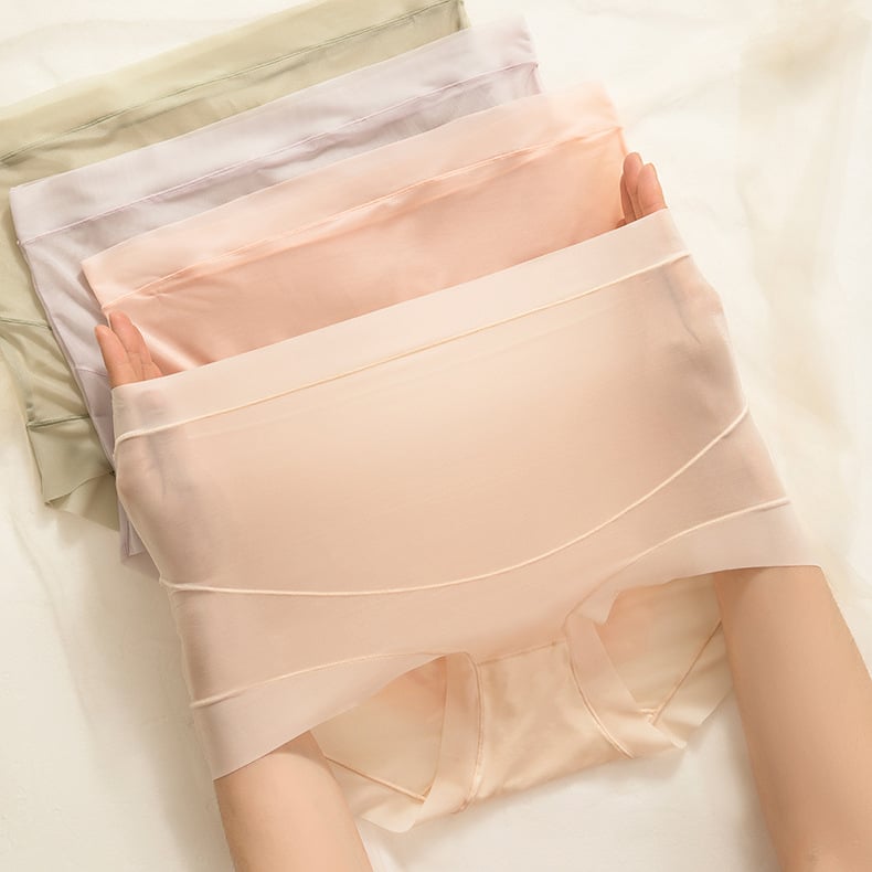 Lenjerie intimă de maternitate Ice Silk, talie înaltă, fără cusături, căptușeală antibacteriană la zona inghinală, mărime mare, șorturi din dantelă ușoare pentru vară.