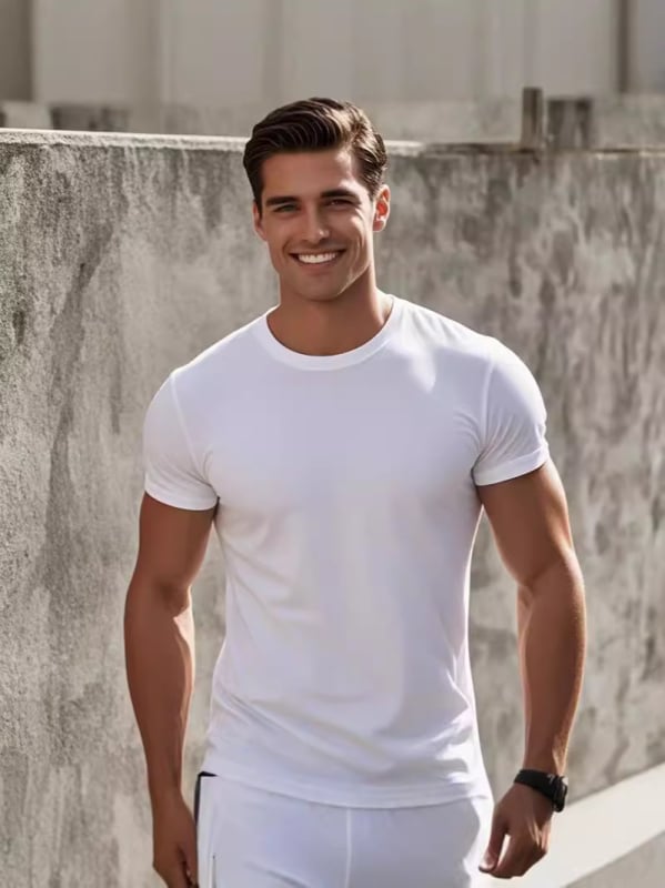 Ανδρικό κοντομάνικο T‑shirt από 100% βαμβάκι, αναπνέσιμο, καθημερινό και ευέλικτο, μονόχρωμο