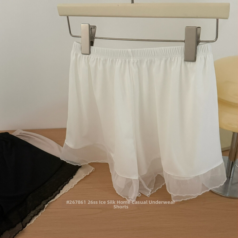 Dámske bezpečnostné šortky Ice Silk – ľahké letné oblečenie s čipkovaným lemom, vhodné na vrchné oblečenie