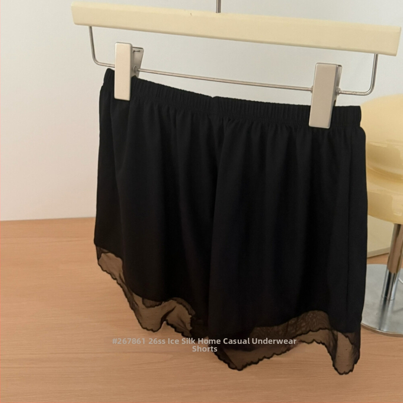 Dámske bezpečnostné šortky Ice Silk – ľahké letné oblečenie s čipkovaným lemom, vhodné na vrchné oblečenie