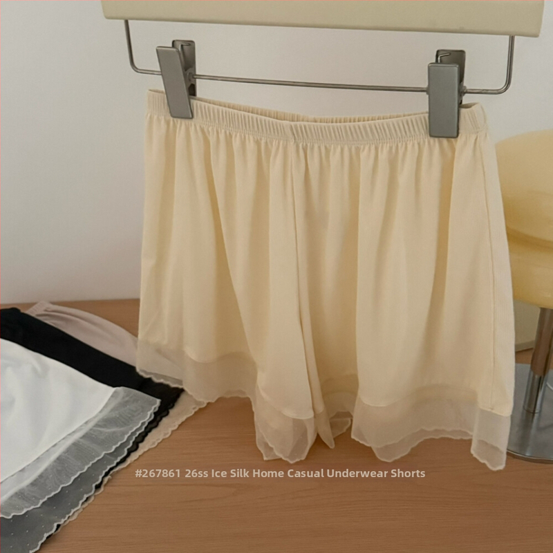 Dámske bezpečnostné šortky Ice Silk – ľahké letné oblečenie s čipkovaným lemom, vhodné na vrchné oblečenie