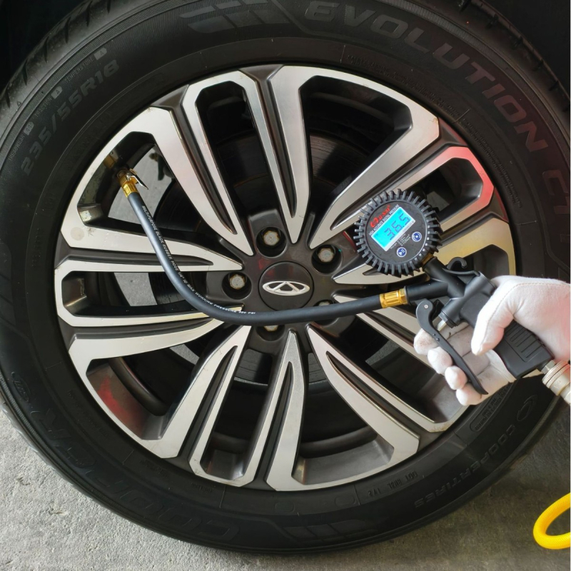 Manometru digital pentru presiunea în pneuri, cu cap de umflare, monitor de presiune auto