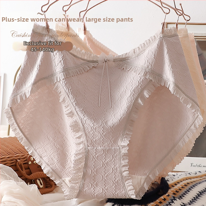 Plus-Size βαμβακερά ζακάρ μπικίνι με επεκτειμένο καβάλο και φιόγκο, αναπνέει άνετα