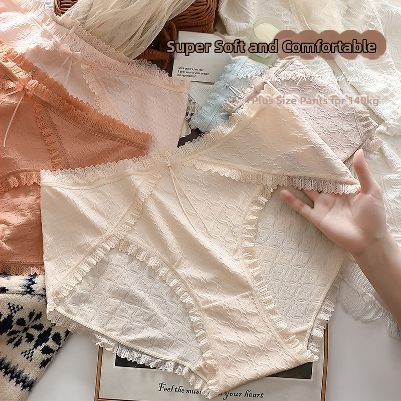 Plus-Size βαμβακερά ζακάρ μπικίνι με επεκτειμένο καβάλο και φιόγκο, αναπνέει άνετα