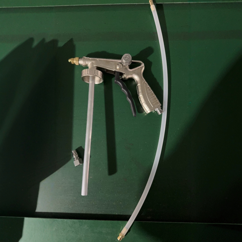 Pistol pneumatic pentru vopsire șasiu DO-15, finisaj argintiu electroplacat, reglabil, set cu furtun și accesorii