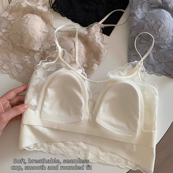 Női vékony camisole beépített melltartó betéttel, egy darab csipkés fehérnemű, francia stílusú szexi.
