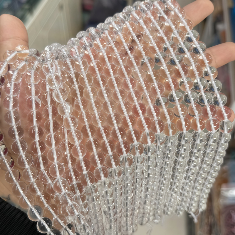 8 mm φυσικές λευκές χάντρες από κρύσταλλο για DIY κοσμήματα – στρογγυλές χάντρες για βραχιόλια και κολιέ