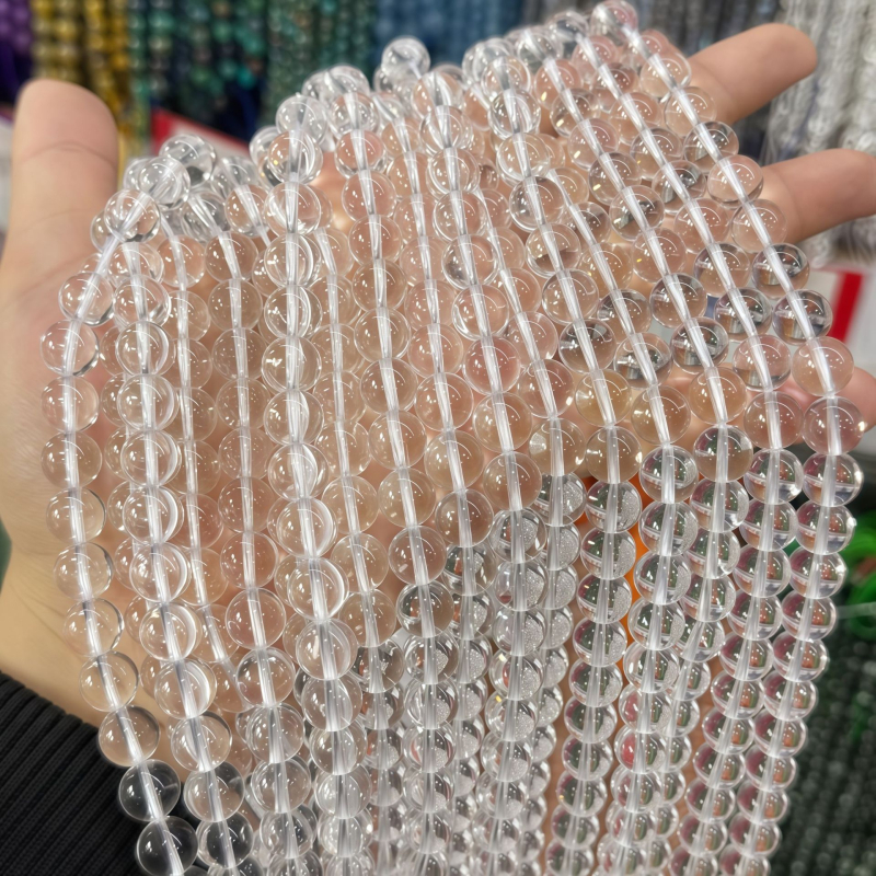 8 mm φυσικές λευκές χάντρες από κρύσταλλο για DIY κοσμήματα – στρογγυλές χάντρες για βραχιόλια και κολιέ