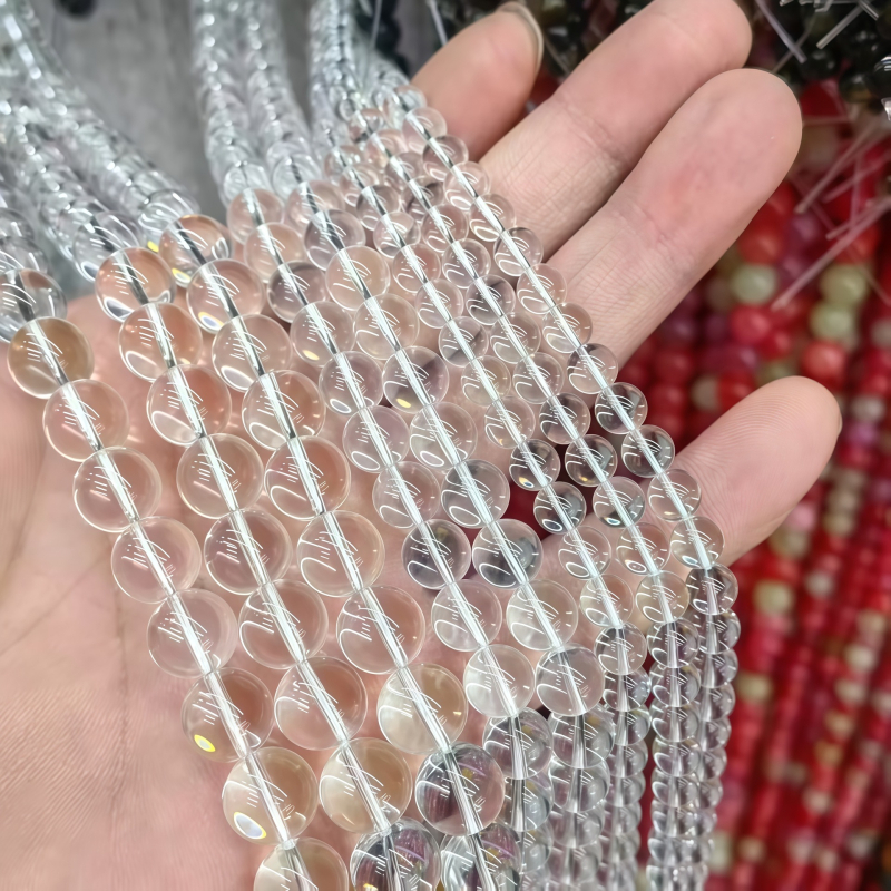 8 mm φυσικές λευκές χάντρες από κρύσταλλο για DIY κοσμήματα – στρογγυλές χάντρες για βραχιόλια και κολιέ