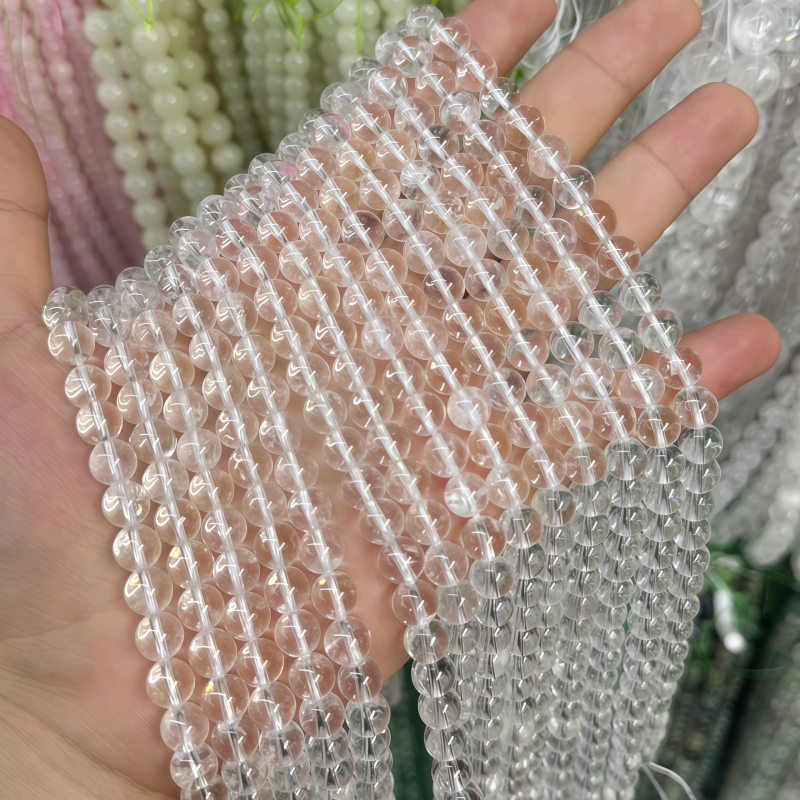 8 mm φυσικές λευκές χάντρες από κρύσταλλο για DIY κοσμήματα – στρογγυλές χάντρες για βραχιόλια και κολιέ