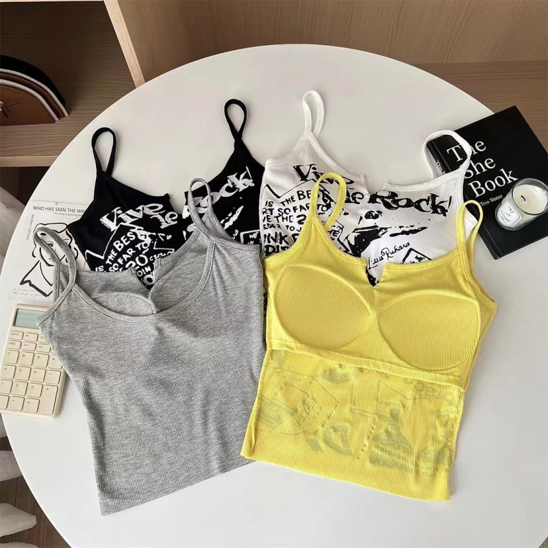 1029# Γυναικεία camisole με εκτύπωση, φθινοπωρινό‑χειμερινό ζεστό базικό ρούχο με επένδυση στήθους και όμορφο πίσω