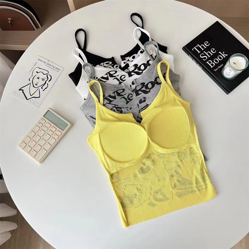 1029# Γυναικεία camisole με εκτύπωση, φθινοπωρινό‑χειμερινό ζεστό базικό ρούχο με επένδυση στήθους και όμορφο πίσω