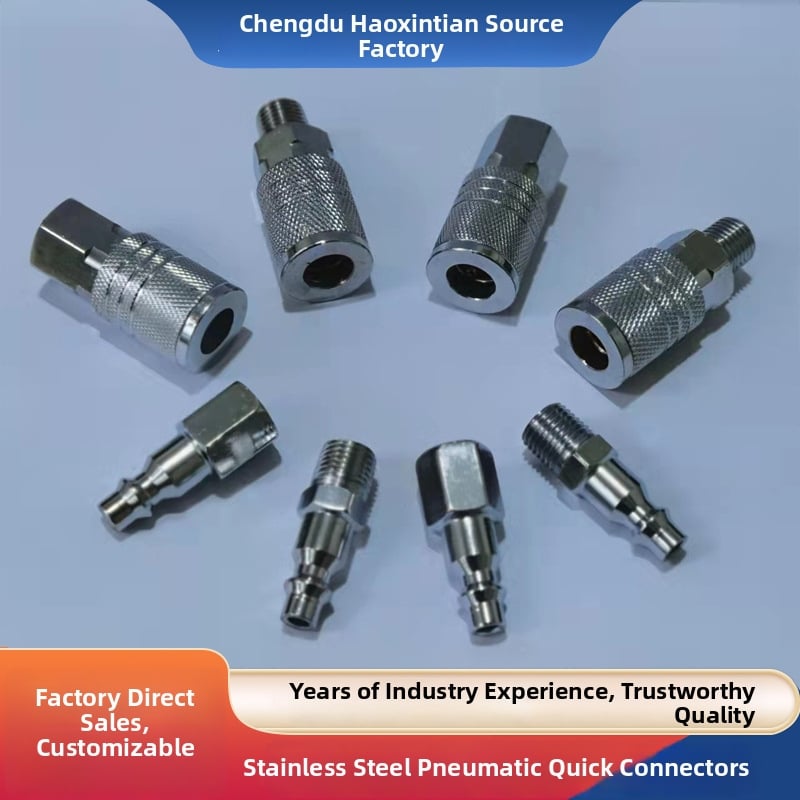 Conector pneumatic rapid din oțel inoxidabil 304, 3 în 1, cu încuietoare din alamă, conector metalic pentru furtun de aer