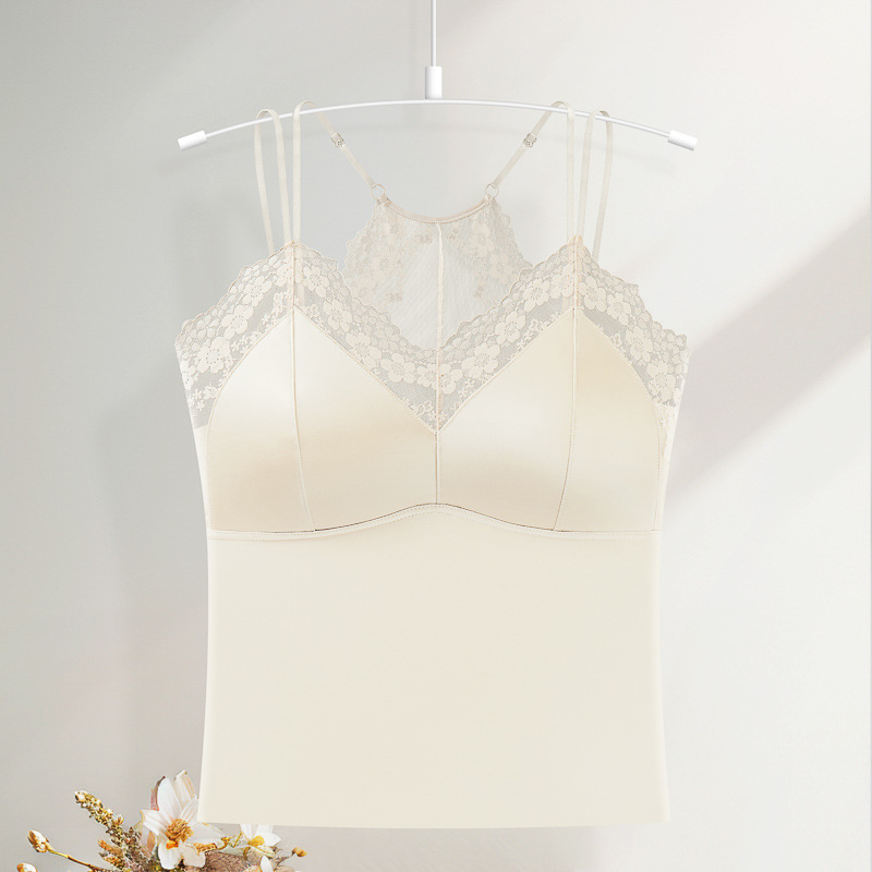 Camisole με δαντέλα γαλλικού στυλ με πίσω μέρος, μαλακή επένδυση, χωρίς σύρμα, διαπνεύουσα για γυναίκες