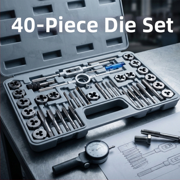 Set de 40 piese Tap and Die, unelte manuale pentru filetare metrică, set de reparare a filetelor din oțel carbon
